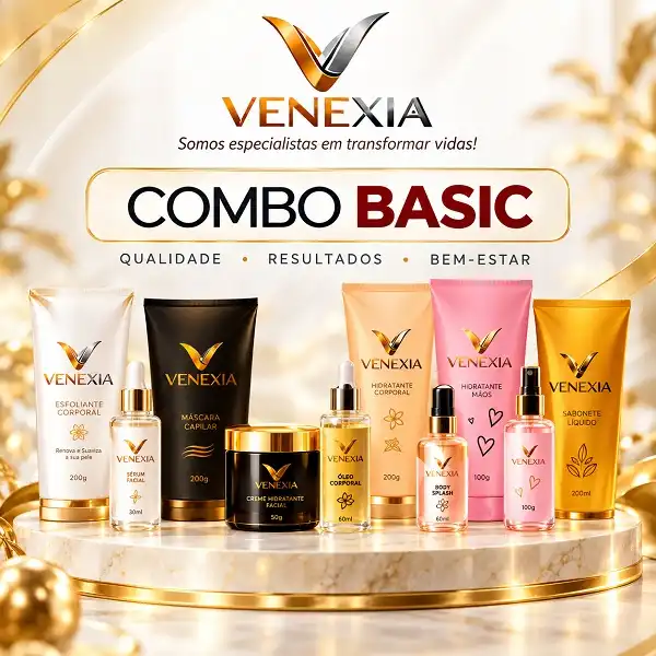 Combo Basic Venexia com produtos de beleza, perfumaria e cuidados pessoais