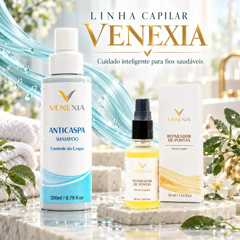 Linha de cuidados capilares Venexia Renew e Fortify